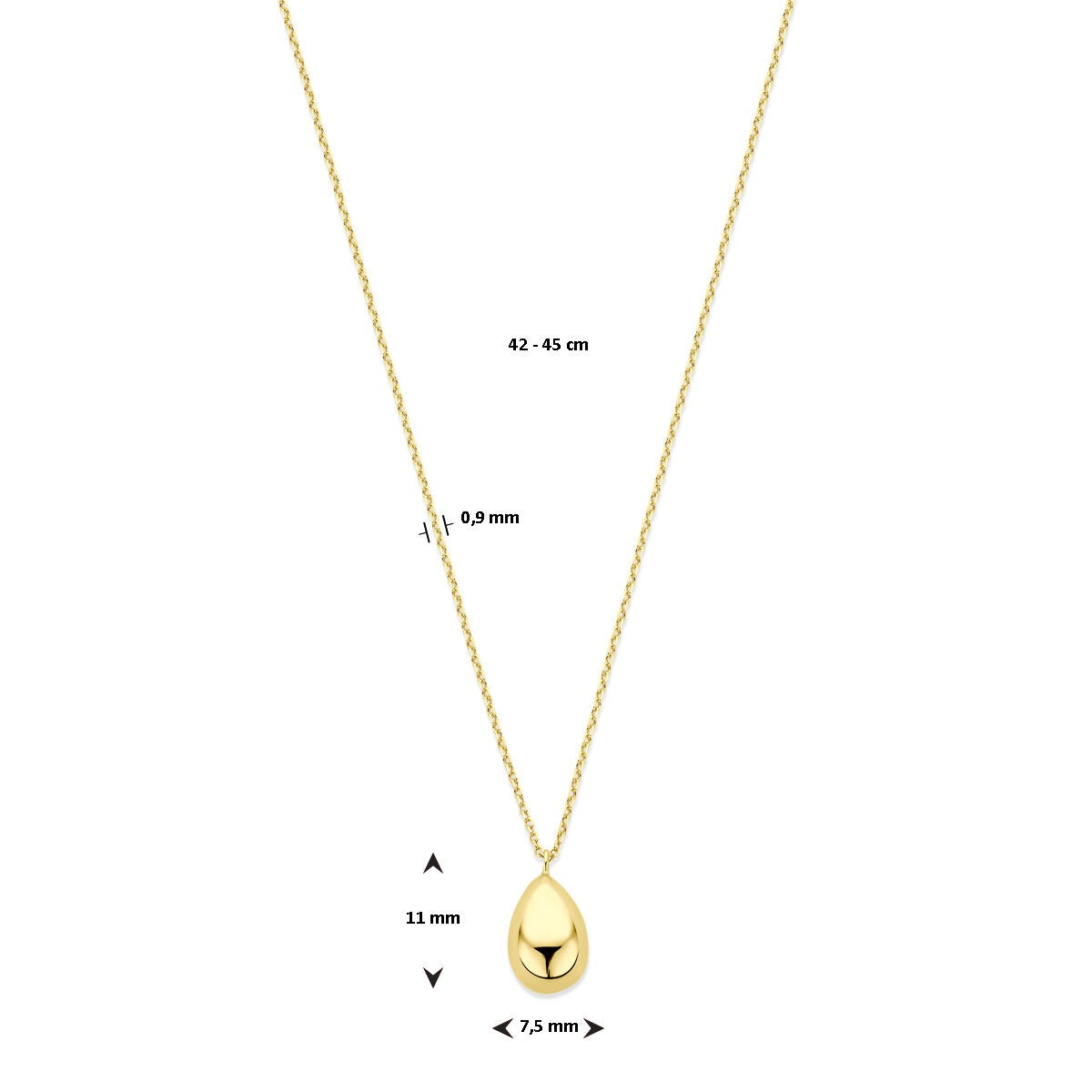 collier en or jaune 14k avec pendentif en forme de goutte