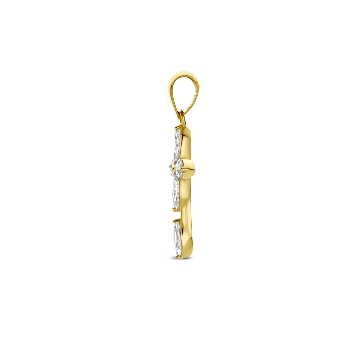 pendentif croix en or jaune 14k avec zircone
