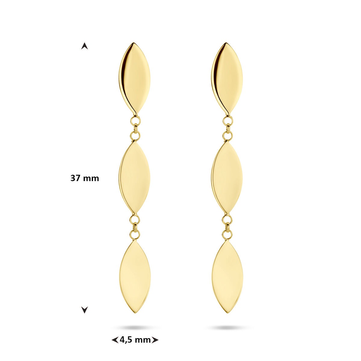 boucles d'oreilles 37 mm or jaune