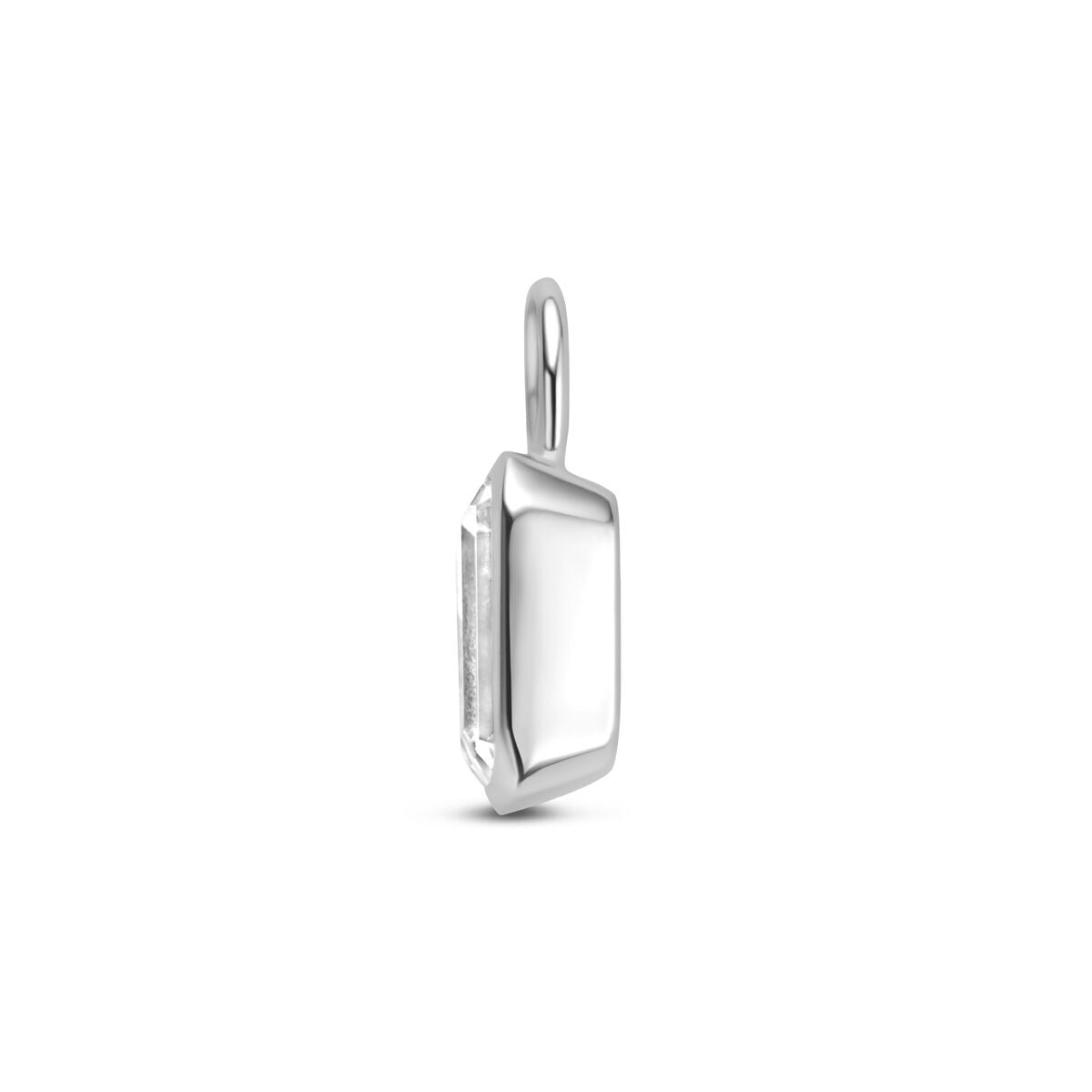 Pendentif créole en argent rhodié avec zircone