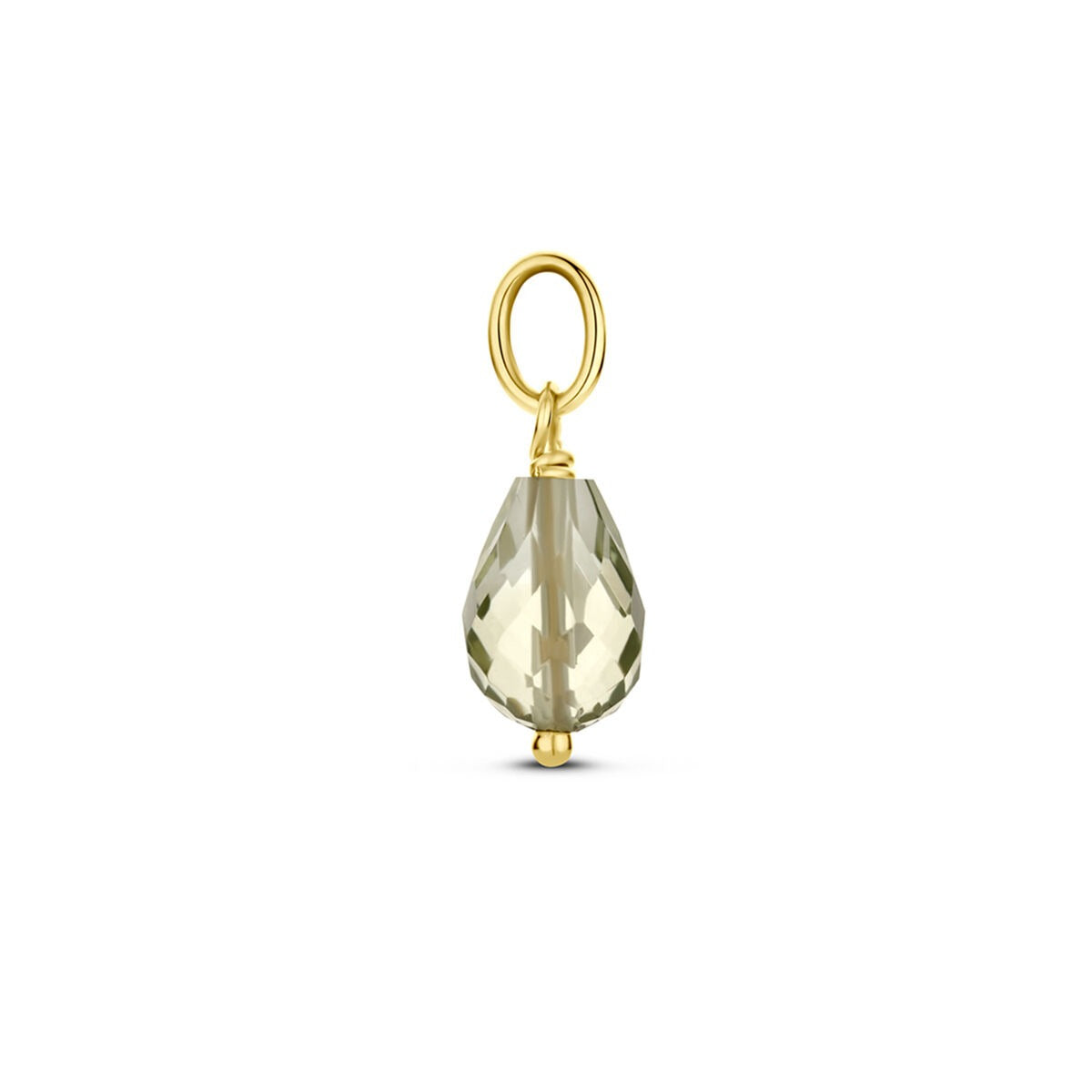 Pendentif en Or Jaune 14k avec Améthyste Verte – Taillé en Briolette