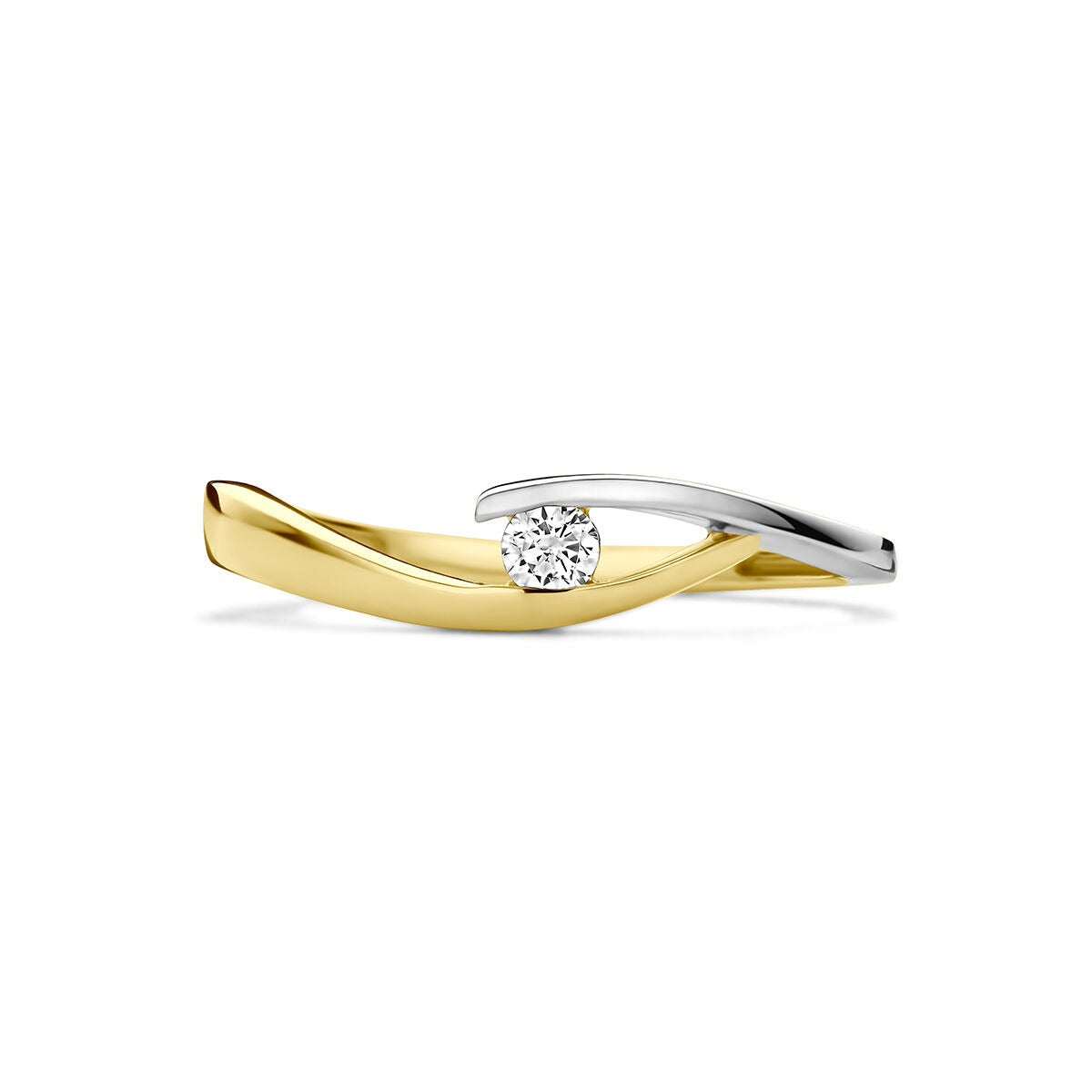 9k Bicolor gouden ring met zirkonia