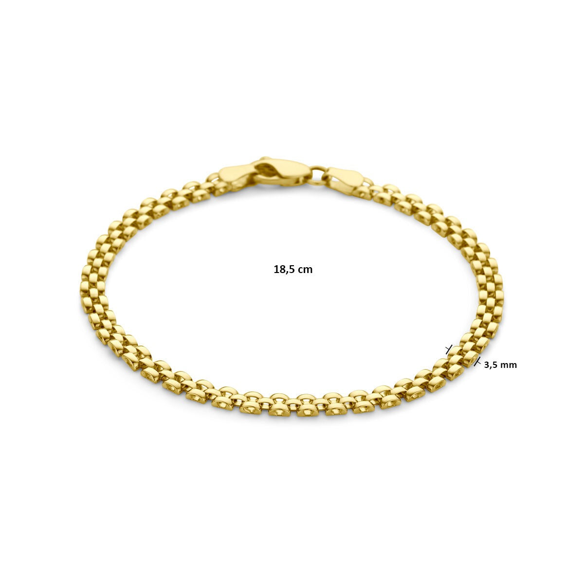 Bracelet en or jaune 9k à mailles panthère 18,5 cm