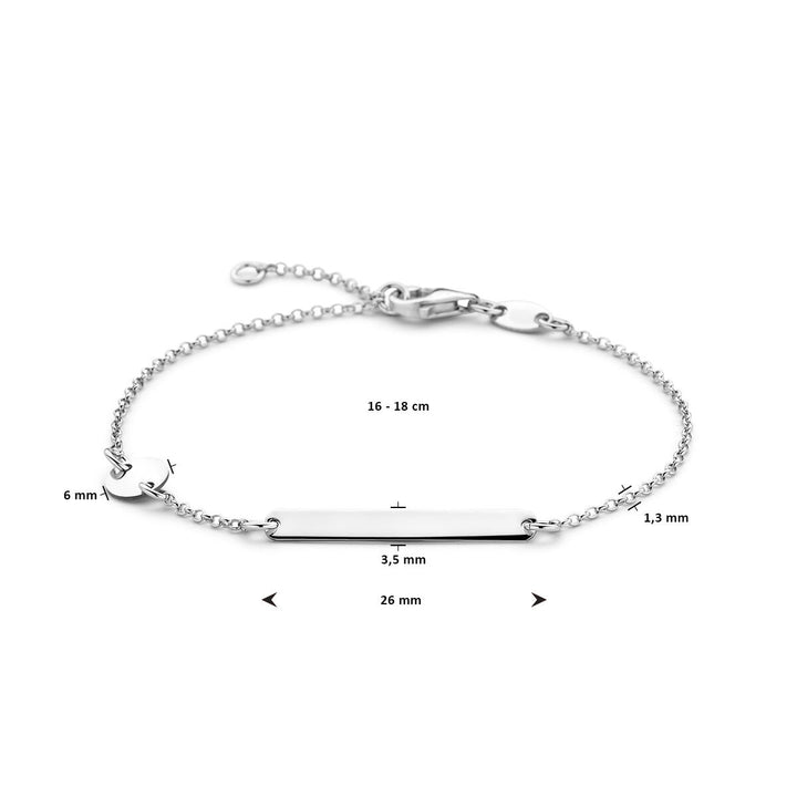 Gerhodineerd zilveren dames graveerarmband met cirkel