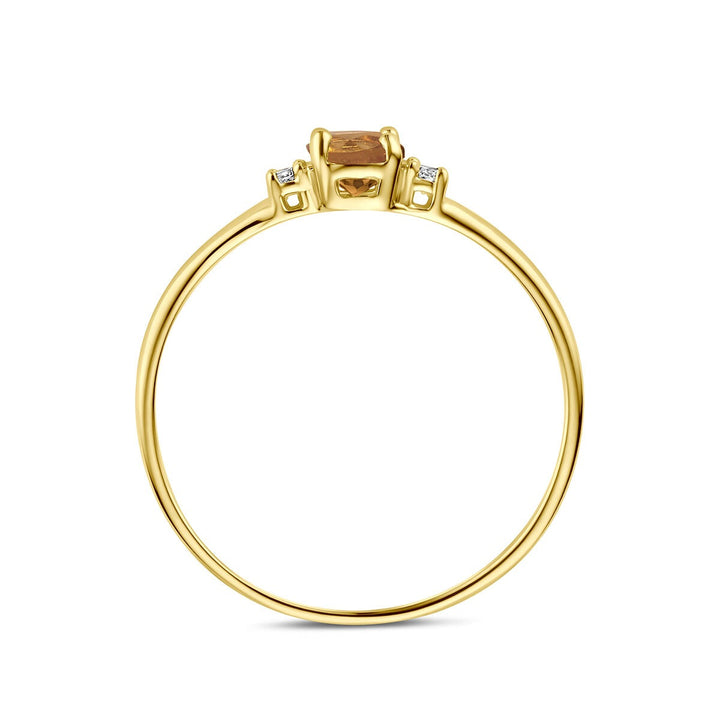 14k Geelgouden ring met citrien en zirkonia