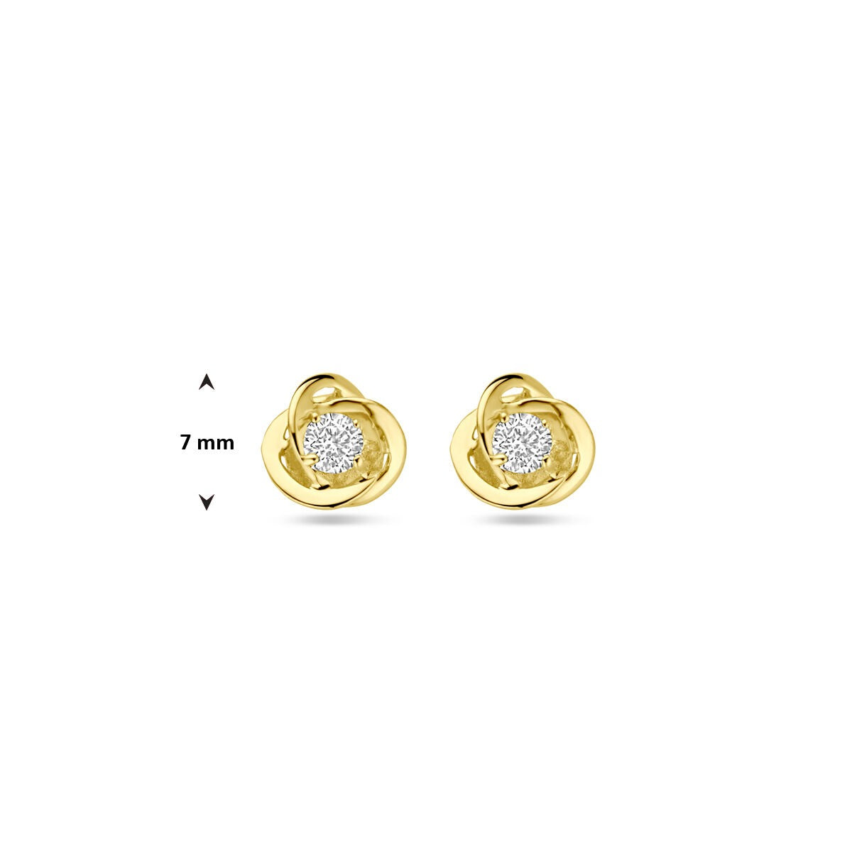 puces d'oreilles en or jaune 9k avec zircone – 7 mm