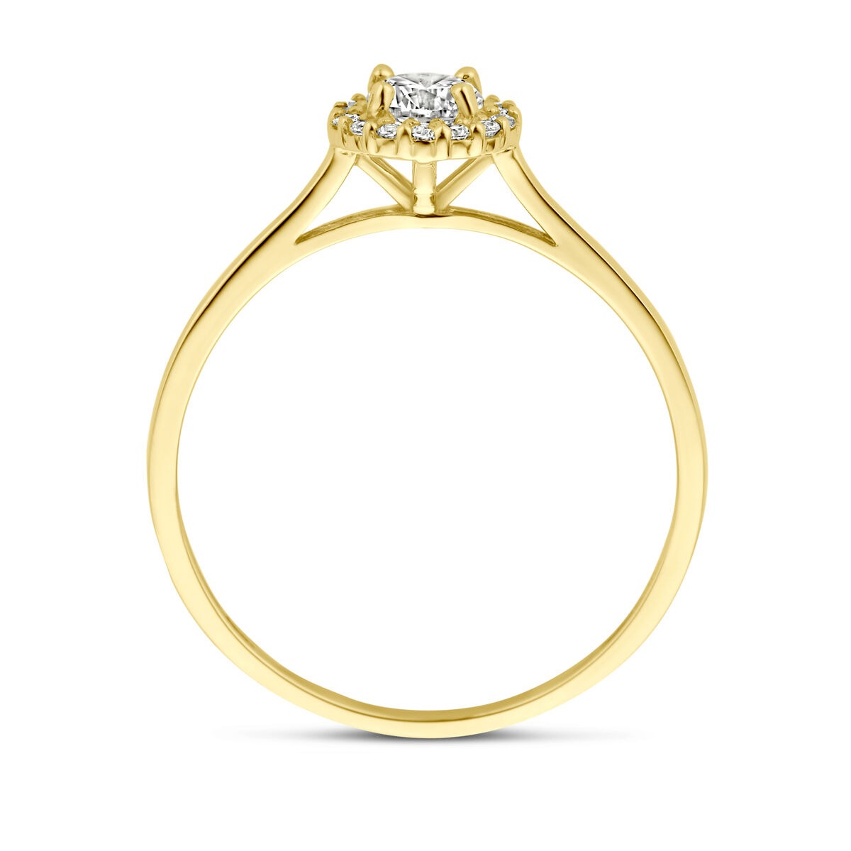 Bague pour femme en or jaune 14k avec zircone - sertissage entourage