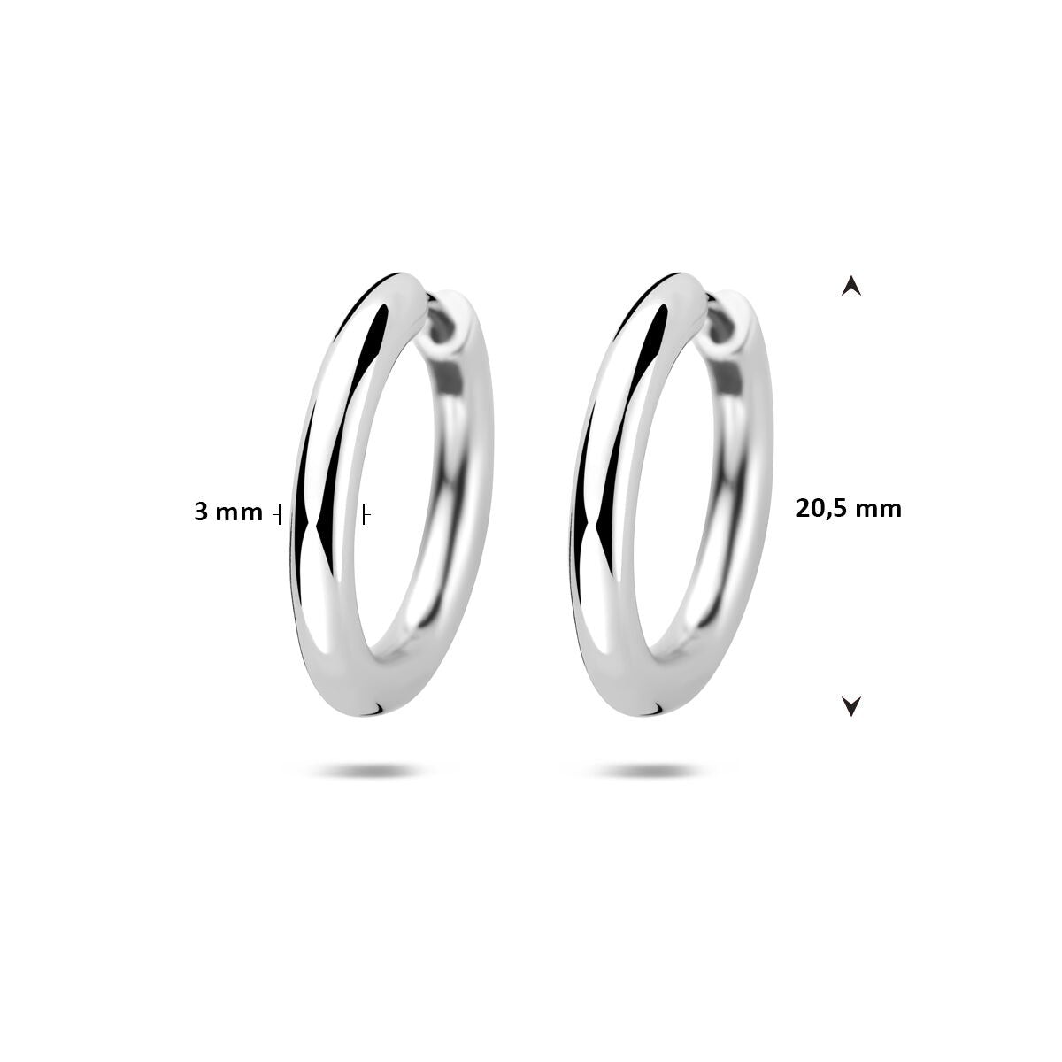Boucles d'oreilles créoles en argent rhodiées – boucles d'oreilles pour femme fines avec finition raffinée