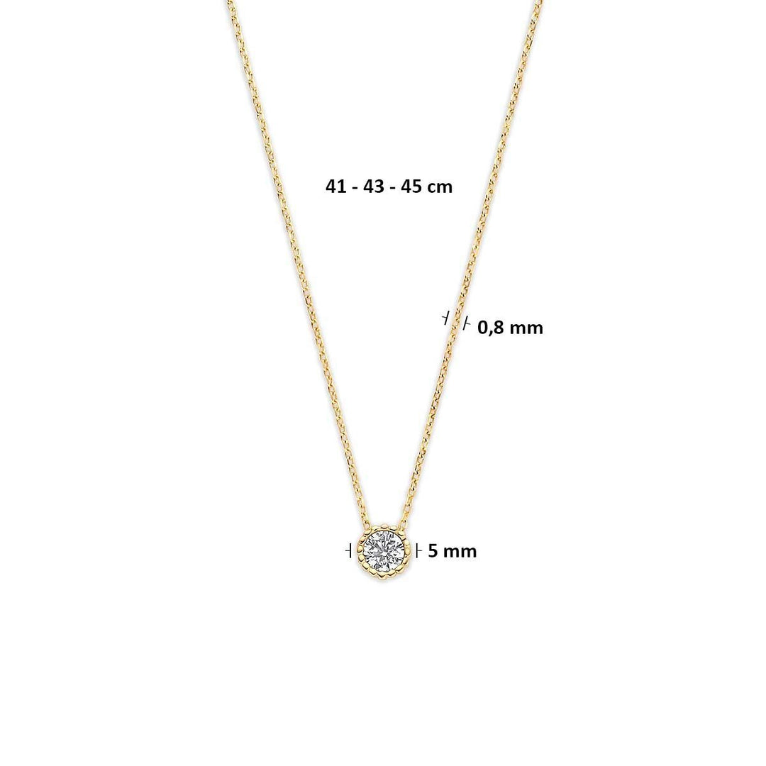 9k geelgouden collier met zirkonia