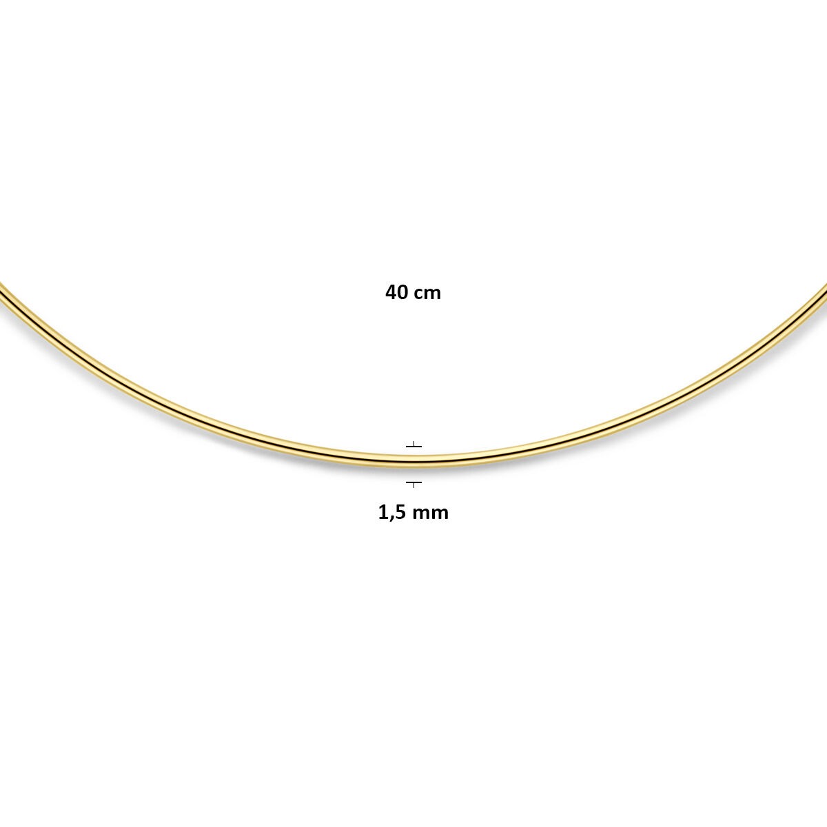 Collier en or 14k sans pendentif avec fermoir à mousqueton 1,5 mm 40 cm