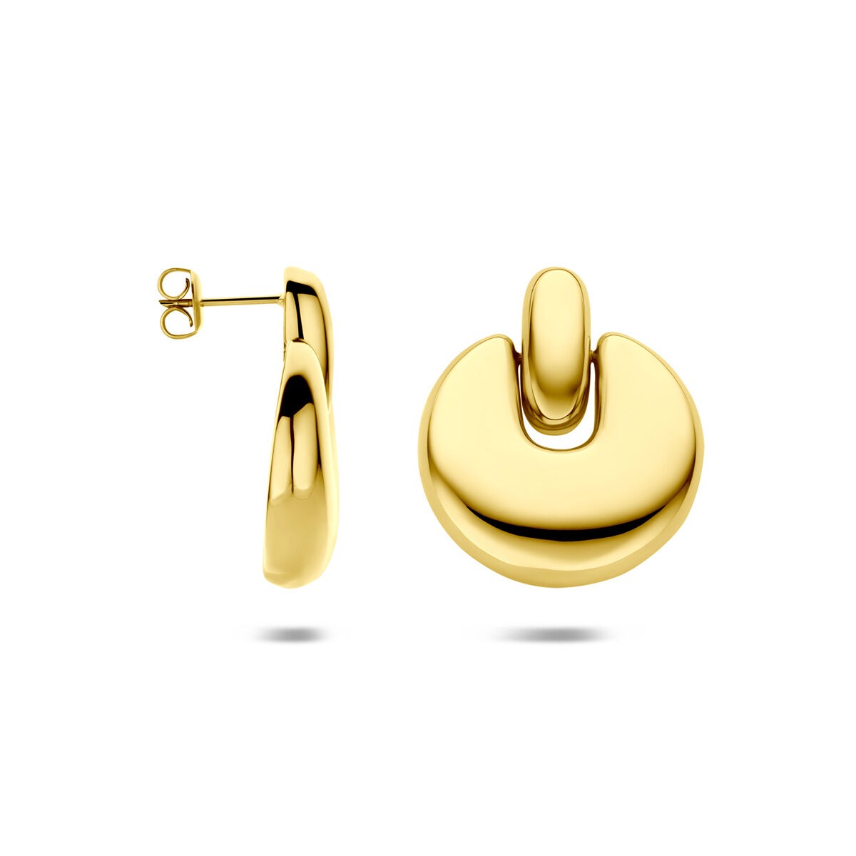 Boucles d'oreilles pour femme en acier de couleur jaune avec plaquage ionique 29,5 mm