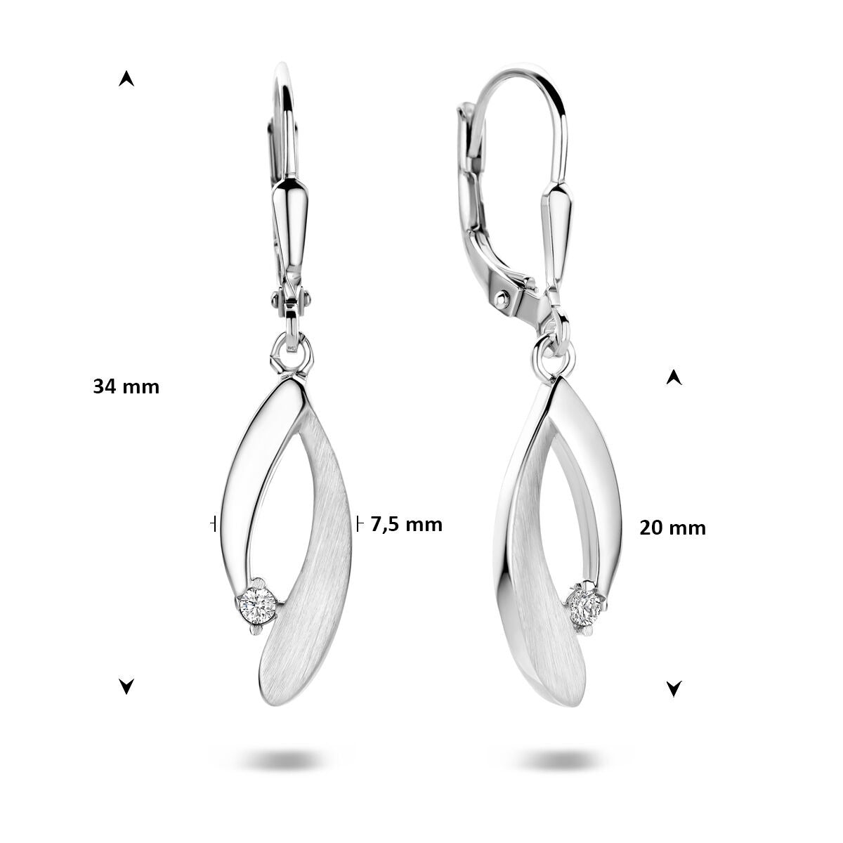 Gerhodineerd 925 zilveren oorhangers met zirkonia