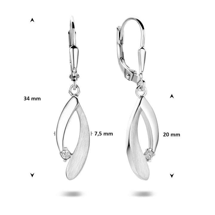 Gerhodineerd 925 zilveren oorhangers met zirkonia