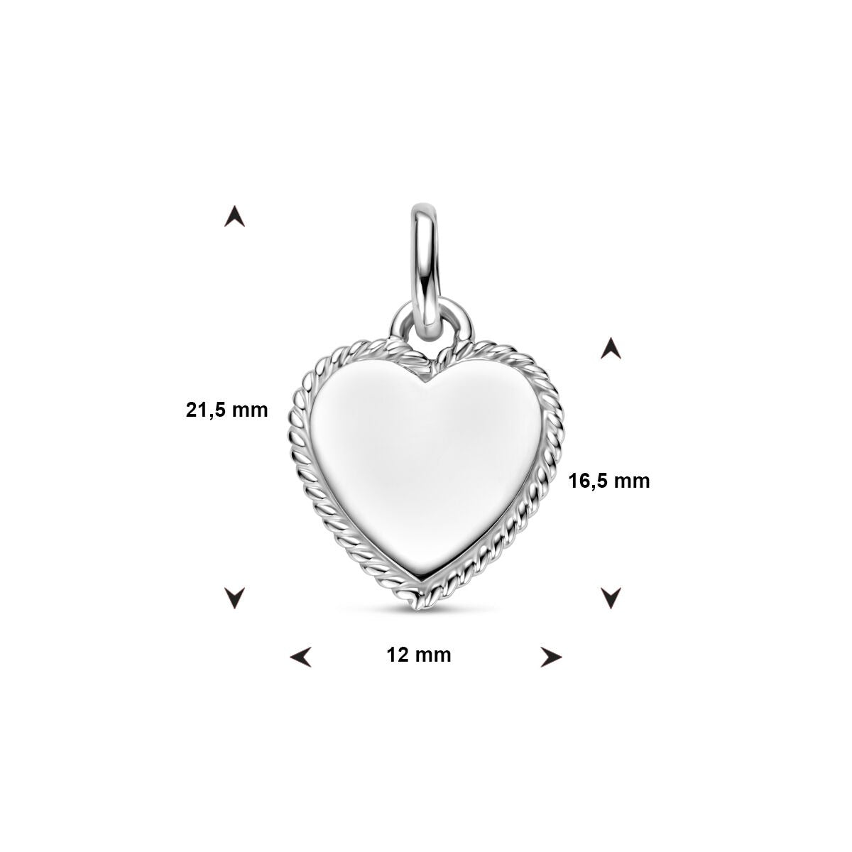 Pendentif en argent rhodié en forme de cœur – 19.5mm