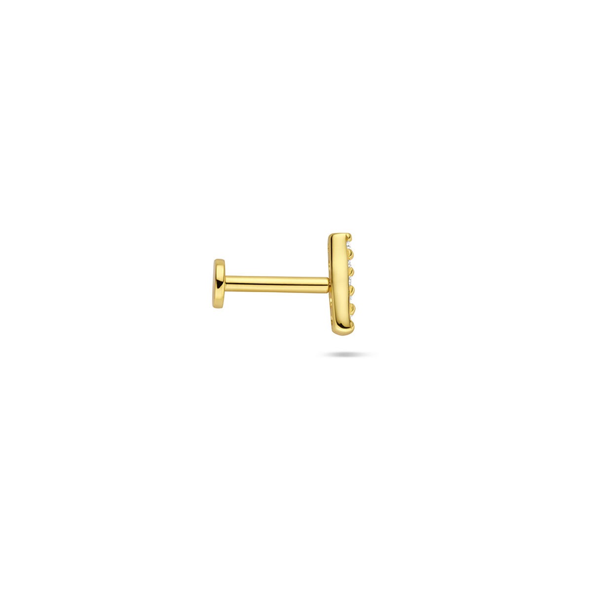 Piercing plaqué or en argent 925 avec rangée rectangulaire de zircones