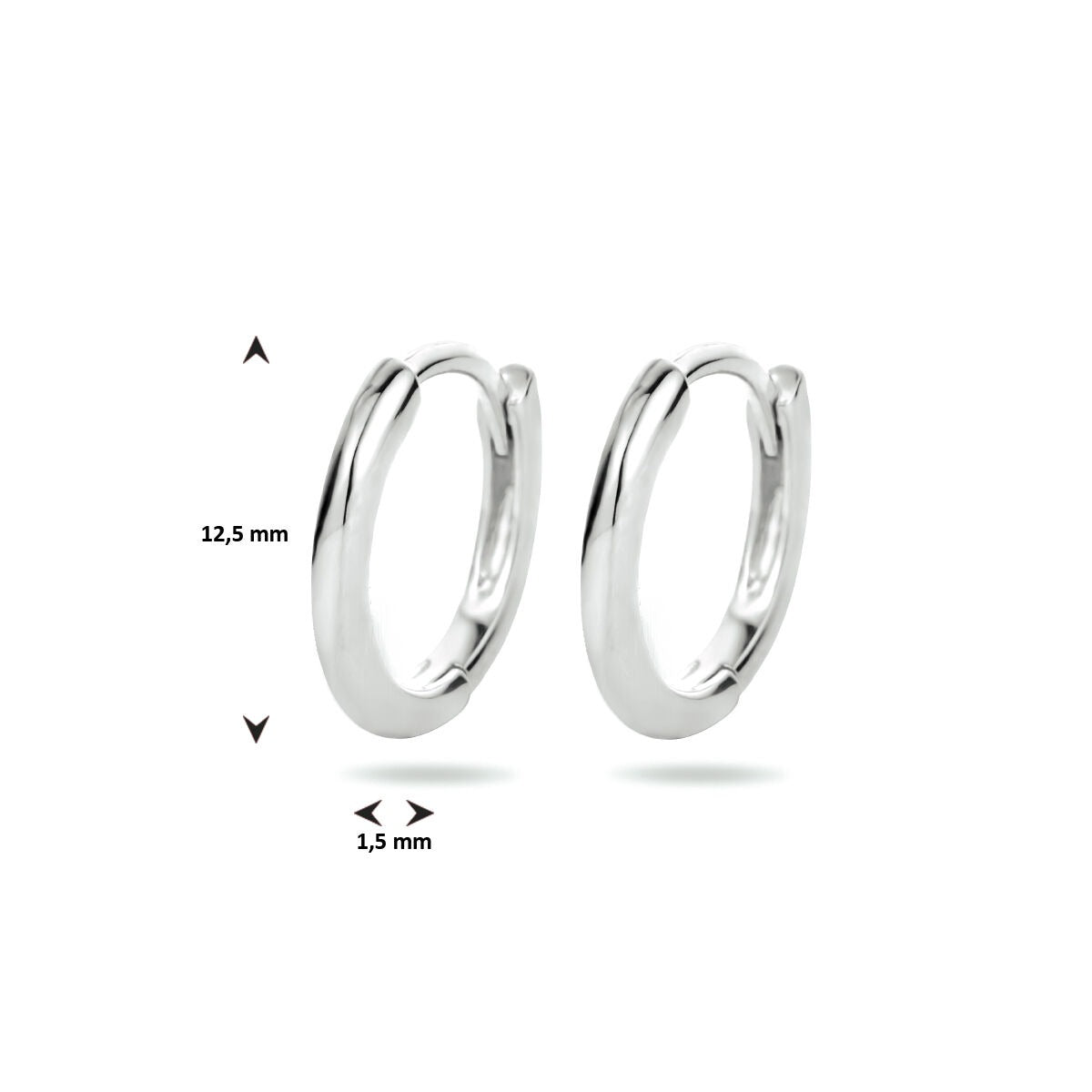 Créoles en argent rhodié – Demi-rond 12.5 mm