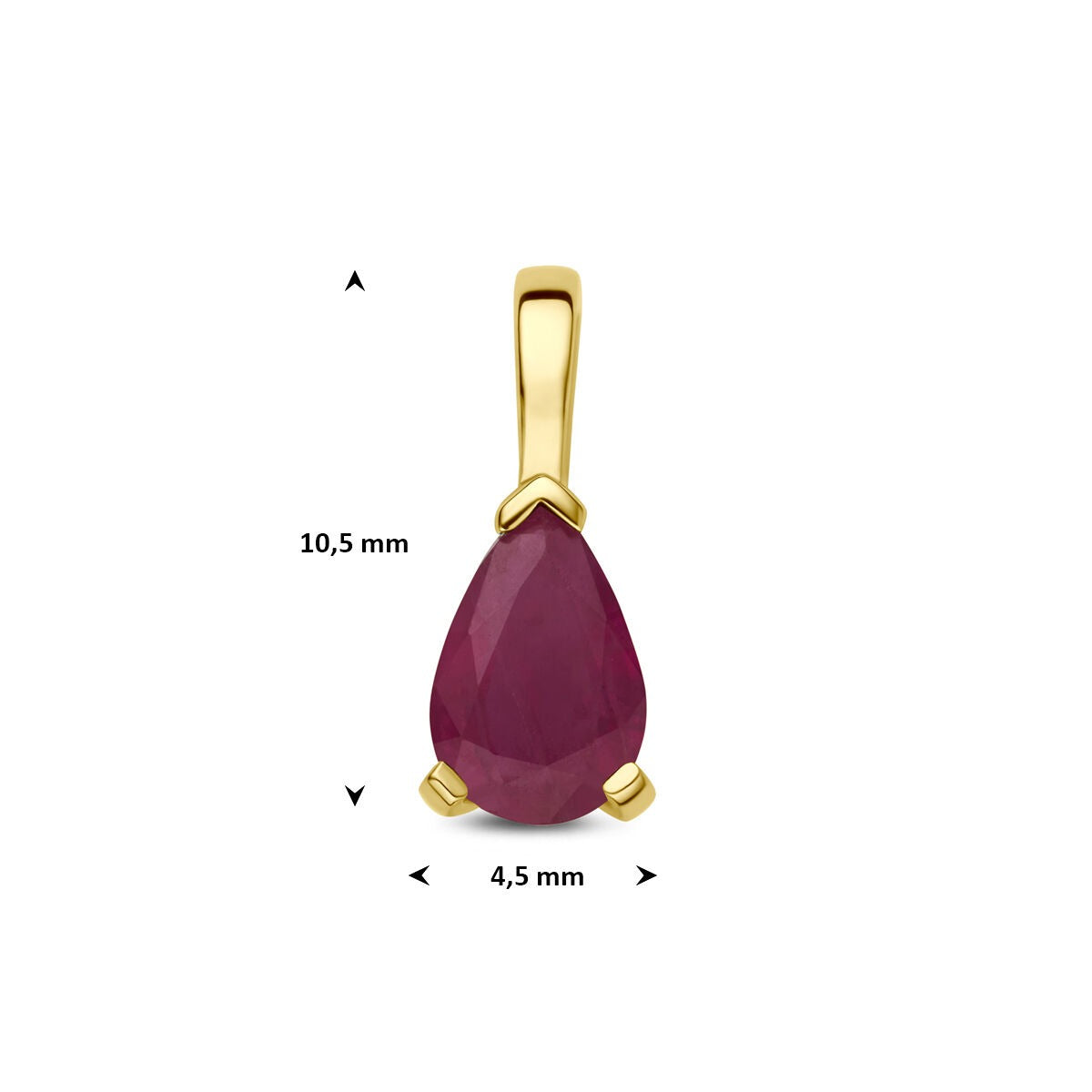 pendentif en or jaune 14k avec rubis