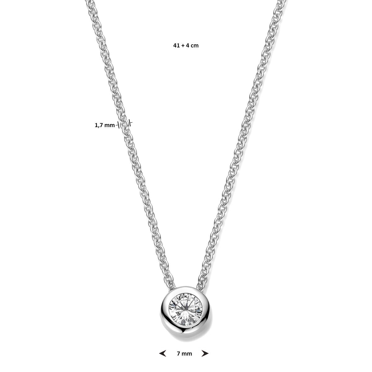 Collier en argent avec zircone – argent rhodié 925 (ensemble)