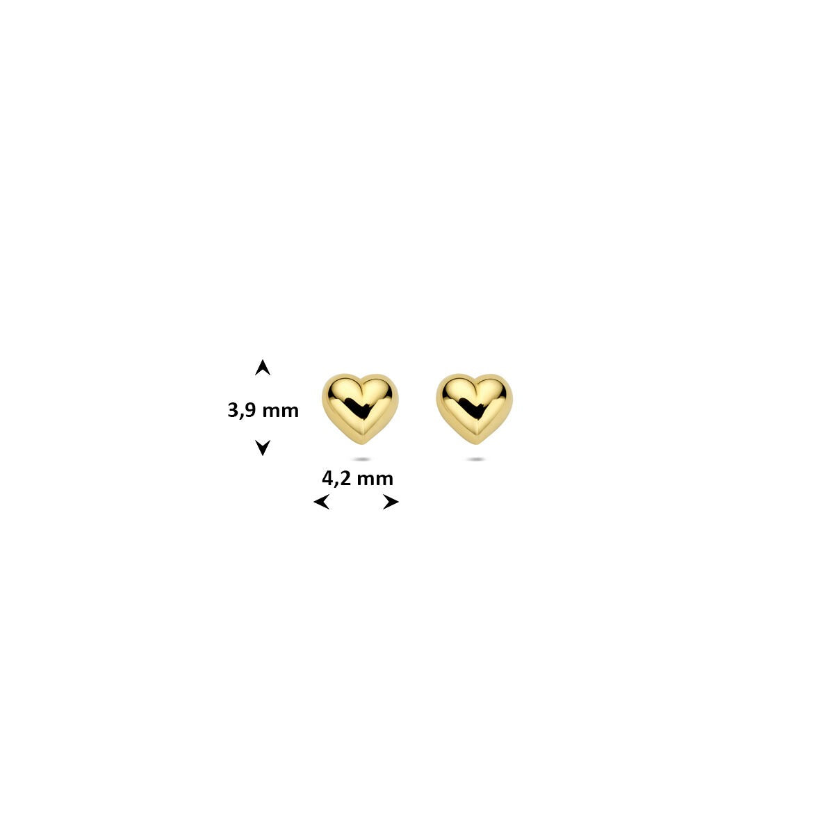 Puces d'oreilles en or en forme de cœur – 14k
