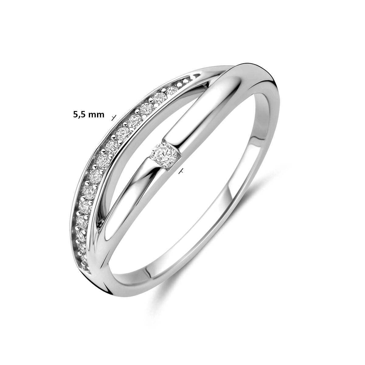 Bague pour femme en argent avec zircone – Design entourage rhodié