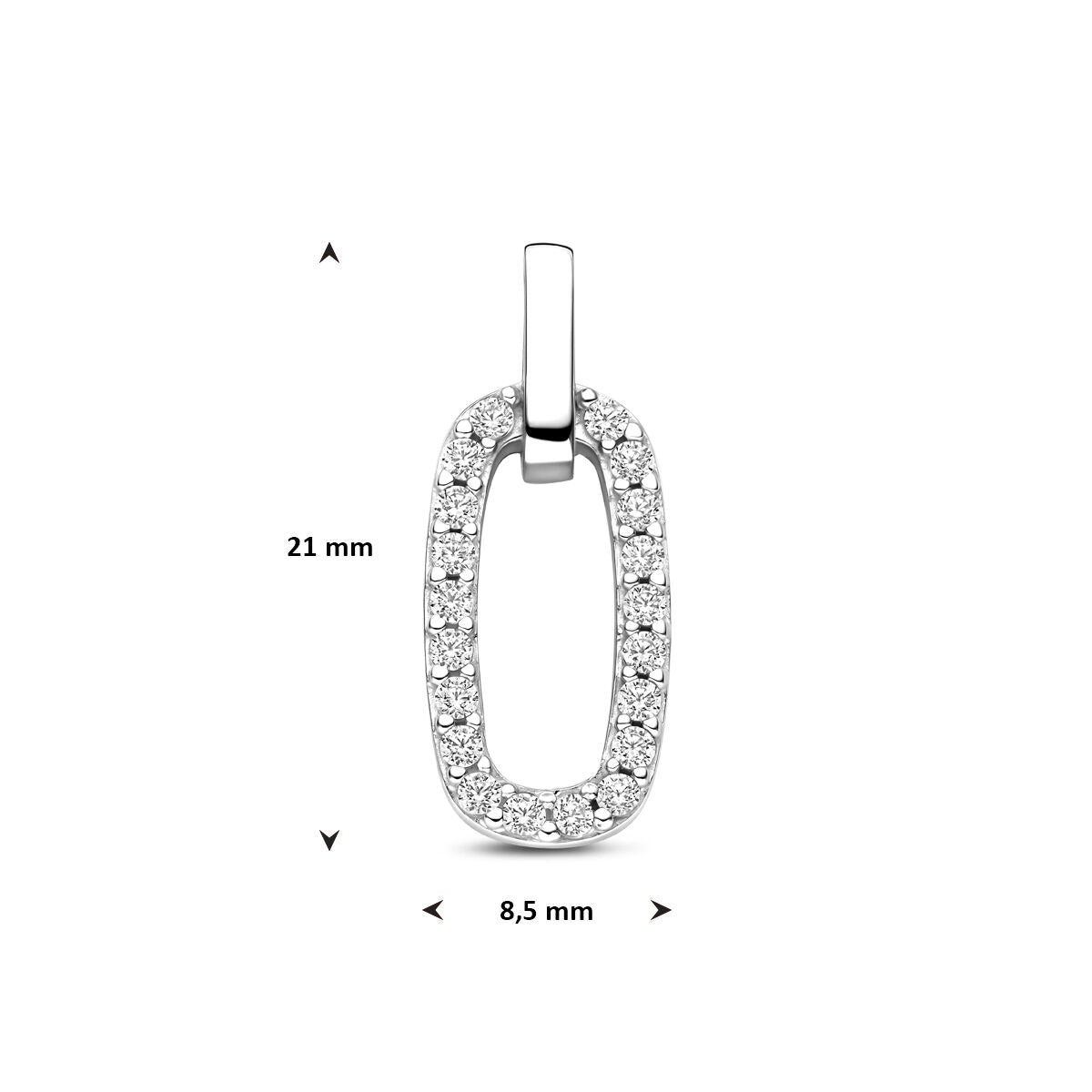 Pendentif en argent avec entourage en zircone 925 rhodié