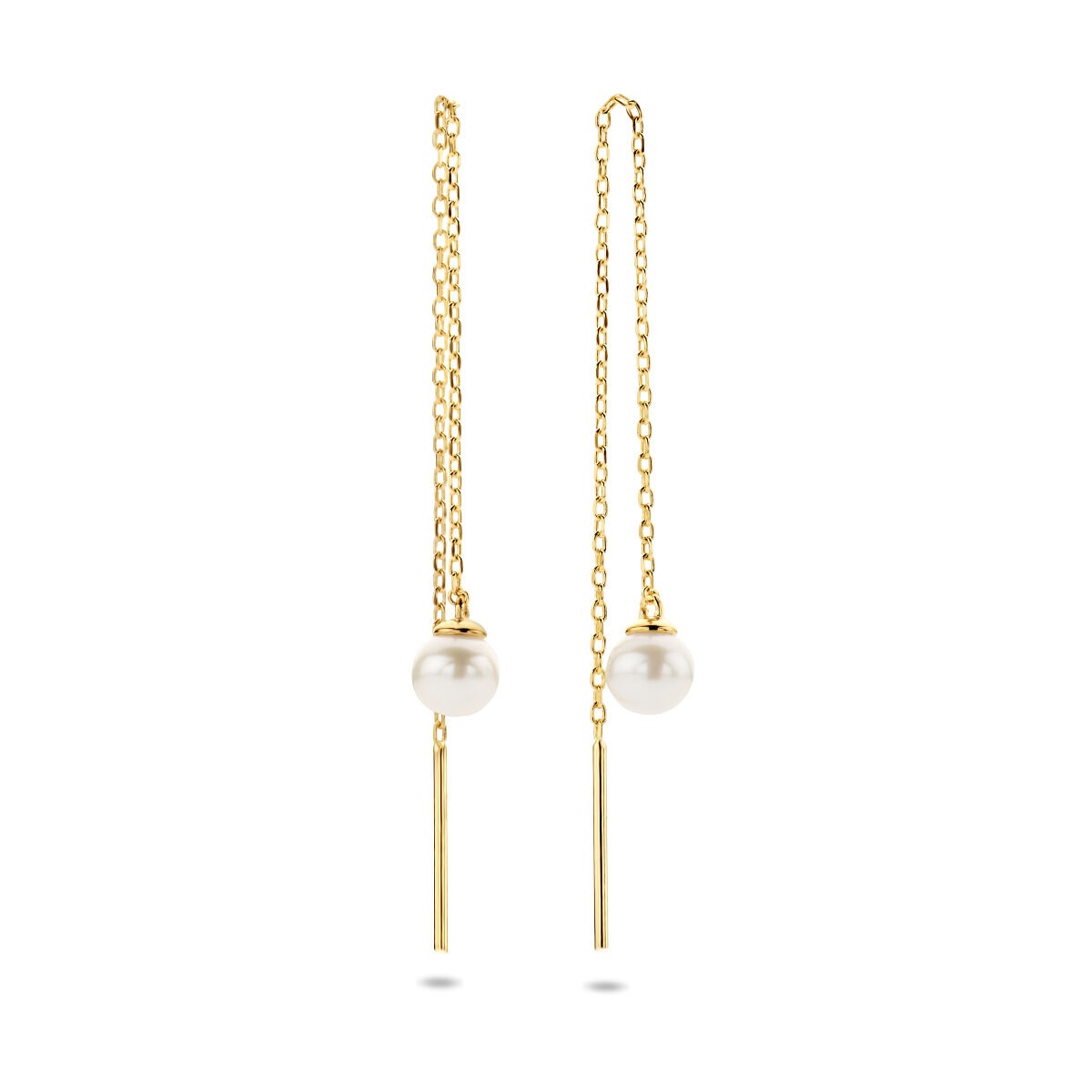 Boucles d'oreilles à poussette en or jaune 9k avec perle d'eau douce