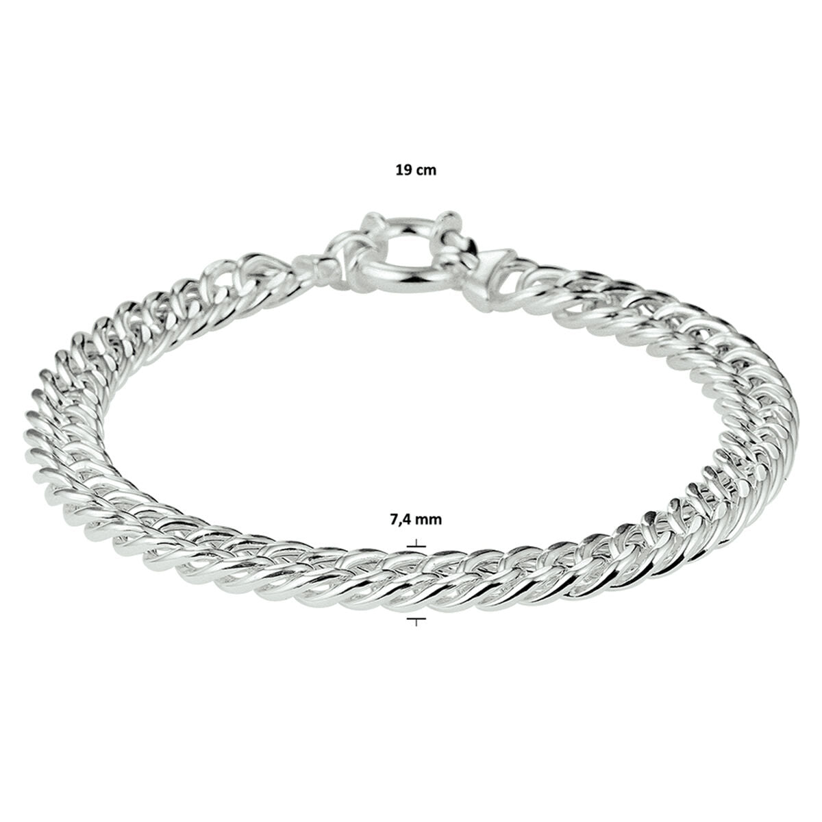Bracelet en argent pour femme – bracelet gourmet avec grand anneau ressort