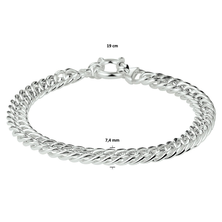 Zilveren dames armband – gourmet armband met grote veerring