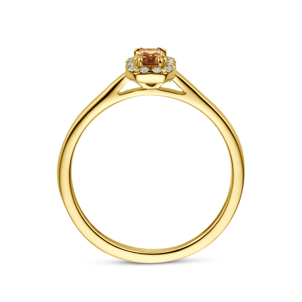 bague entourage en or jaune 14k avec citrine et diamant cultivé en laboratoire