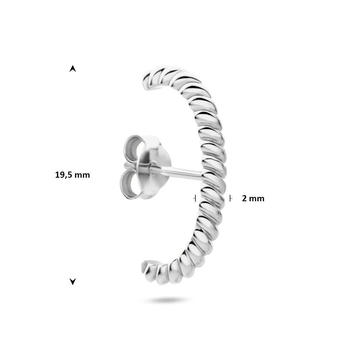 Boucle d'oreille suspendue en argent 925 rhodiée torsadée