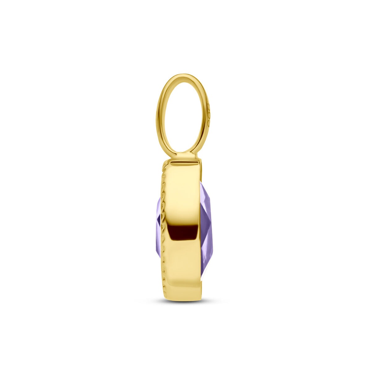 Pendentif en or jaune 14k avec améthyste - Monture ovale