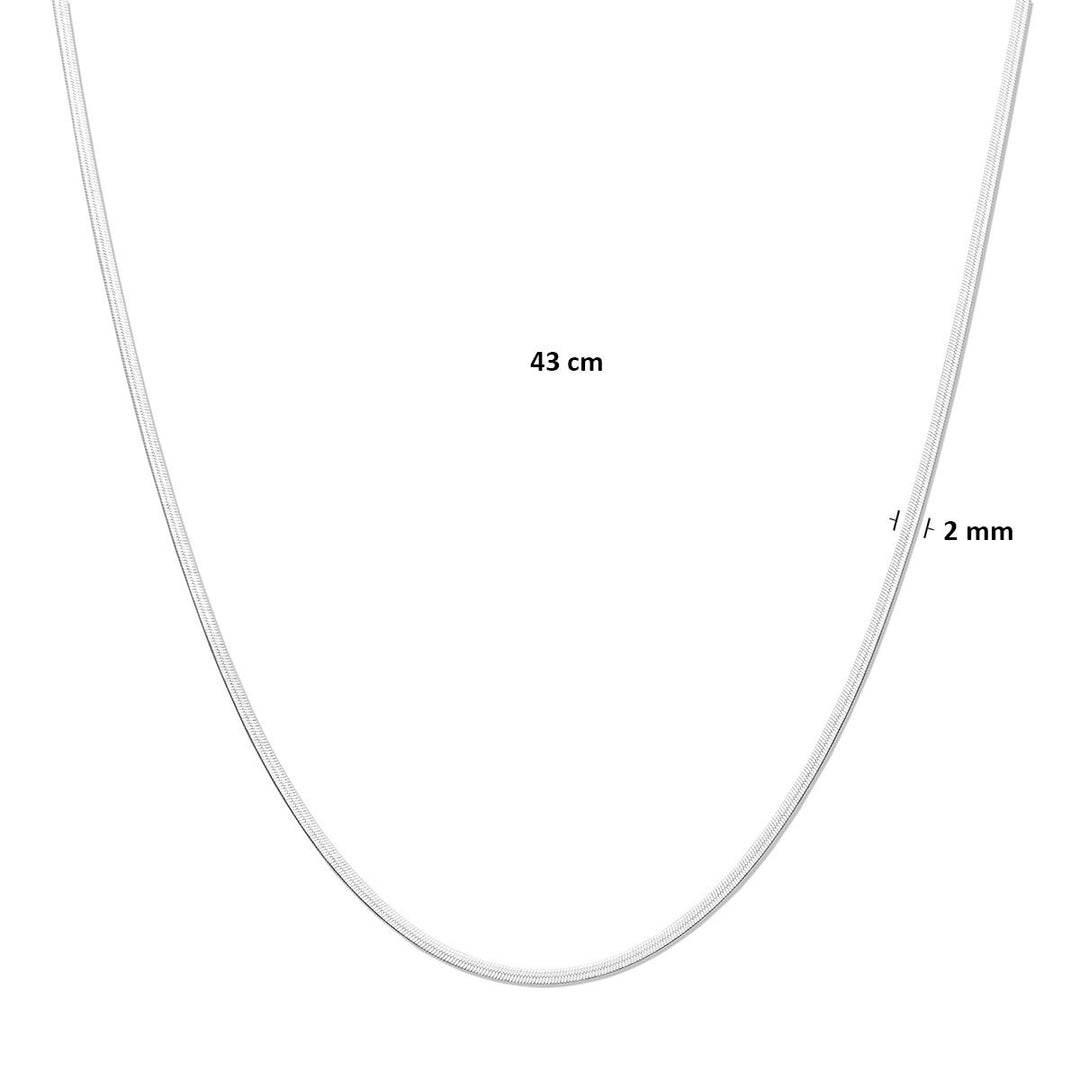 Gerhodineerd 925 zilveren slangcollier 2 mm