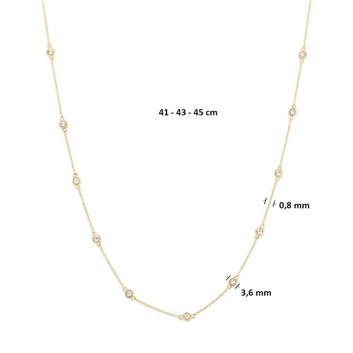 9k geelgouden collier met zirkonia