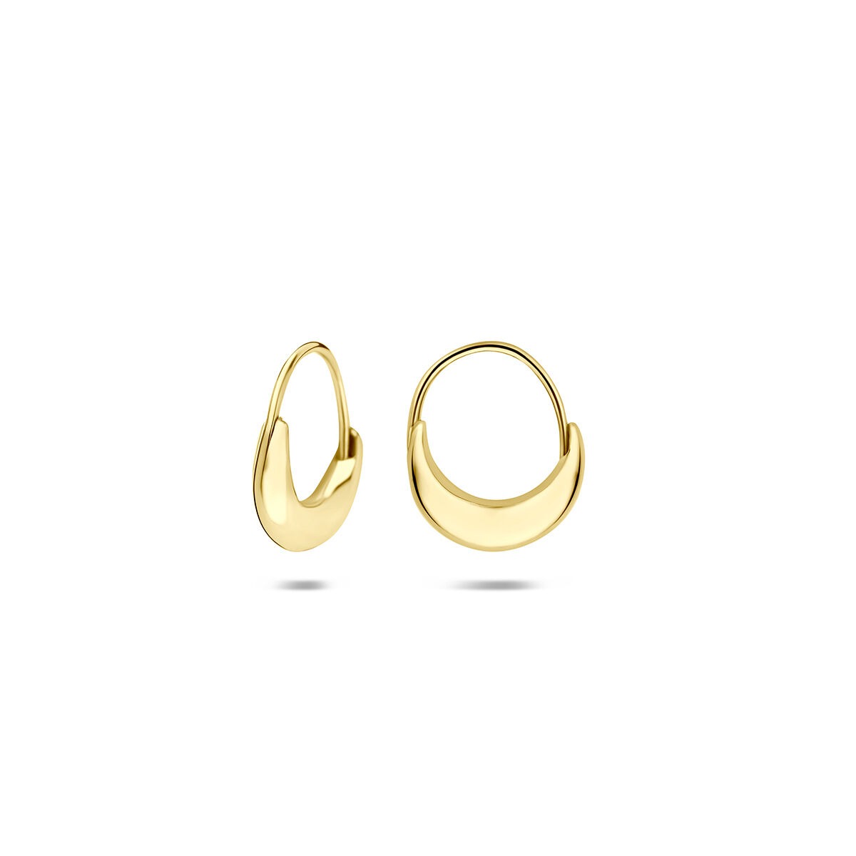 Boucles d'oreilles en or jaune 9 carats, de forme arrondie et lisse.