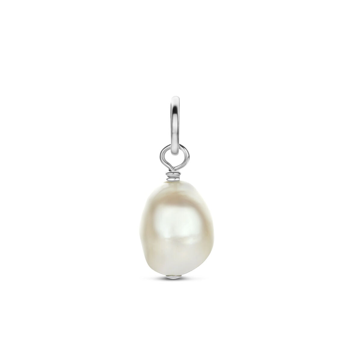 Pendentif créole en argent rhodié avec perle
