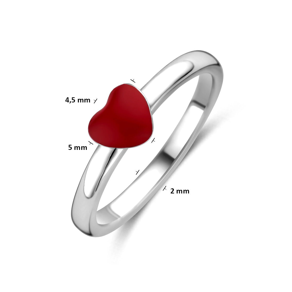 Bague pour enfant en argent avec cœur – rhodiée