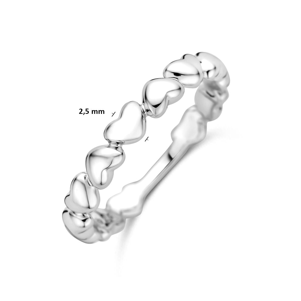Bague en argent 925 rhodiée avec cœur