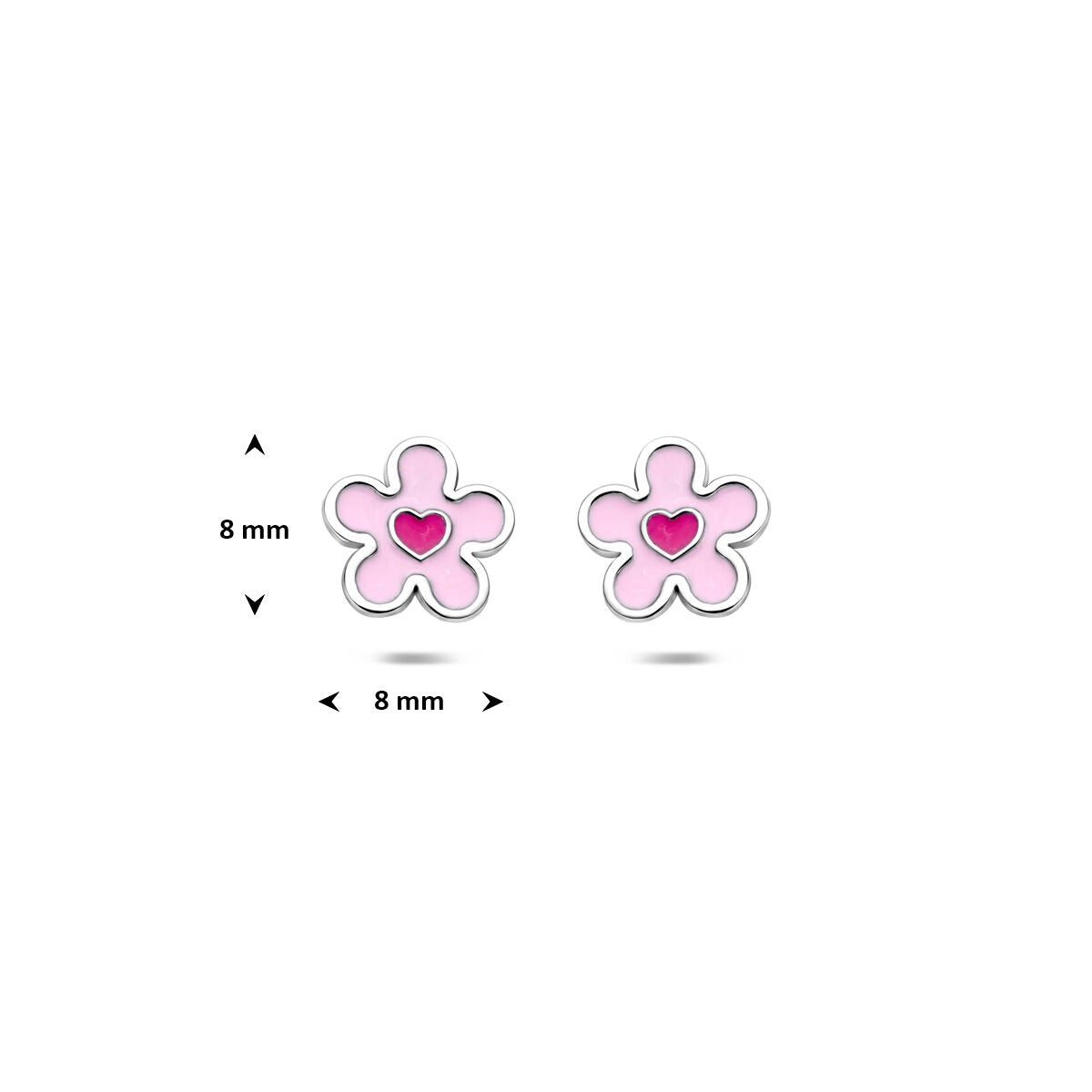 Puces d'oreilles en argent 925 rhodiées fleur et cœur