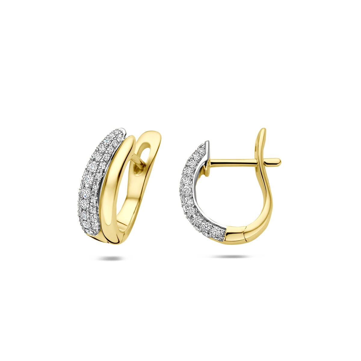 Créoles en or bicolore 14k avec diamant