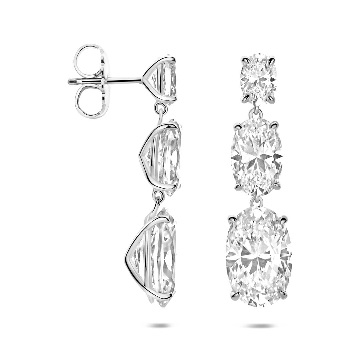 Boucles d'oreilles rhodiées en argent 925 avec zircone
