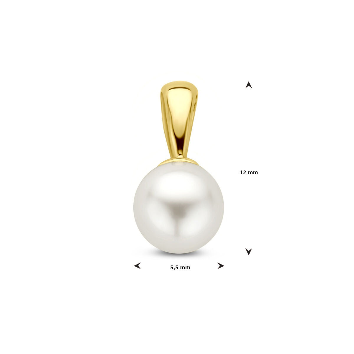 pendentif en or jaune 9k avec perle d'eau douce 12 mm