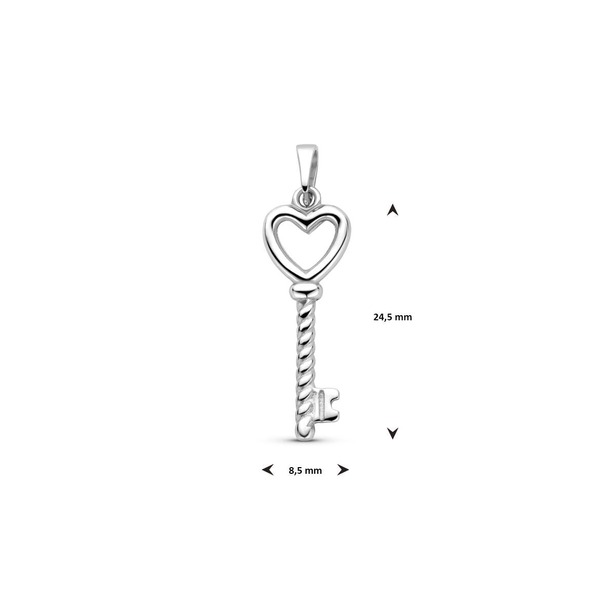 Pendentif cœur et clé en argent rhodié 925