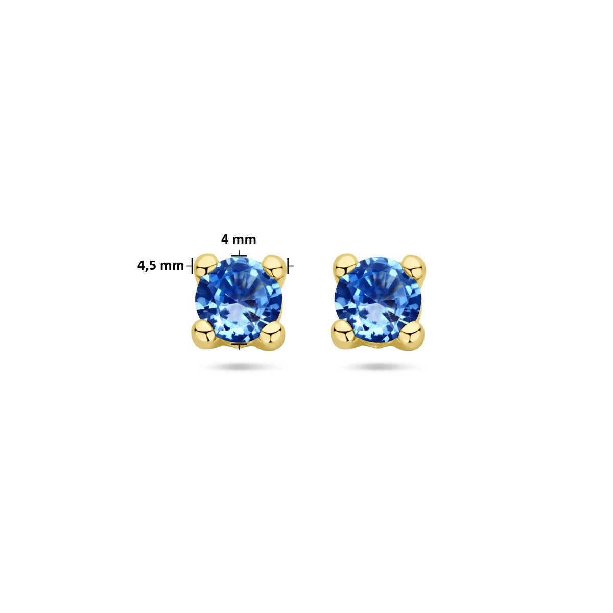 Puces d'oreilles en or jaune 14k avec aquamarine synthétique.