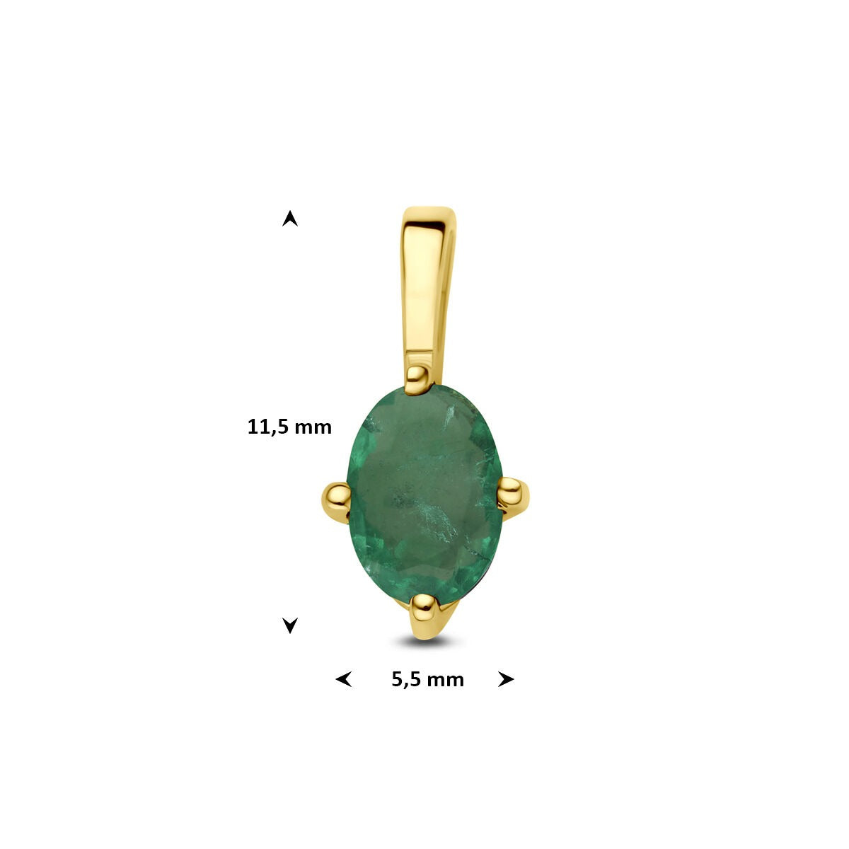 pendentif en or jaune 14k avec émeraude