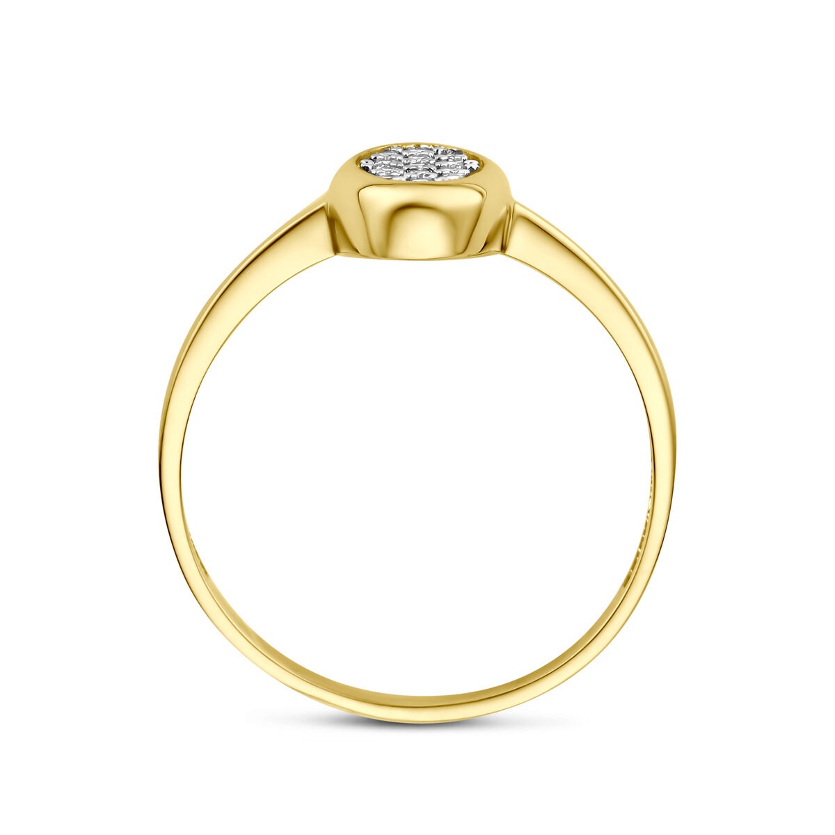Bague en or jaune 14k avec zircone ovale pavé