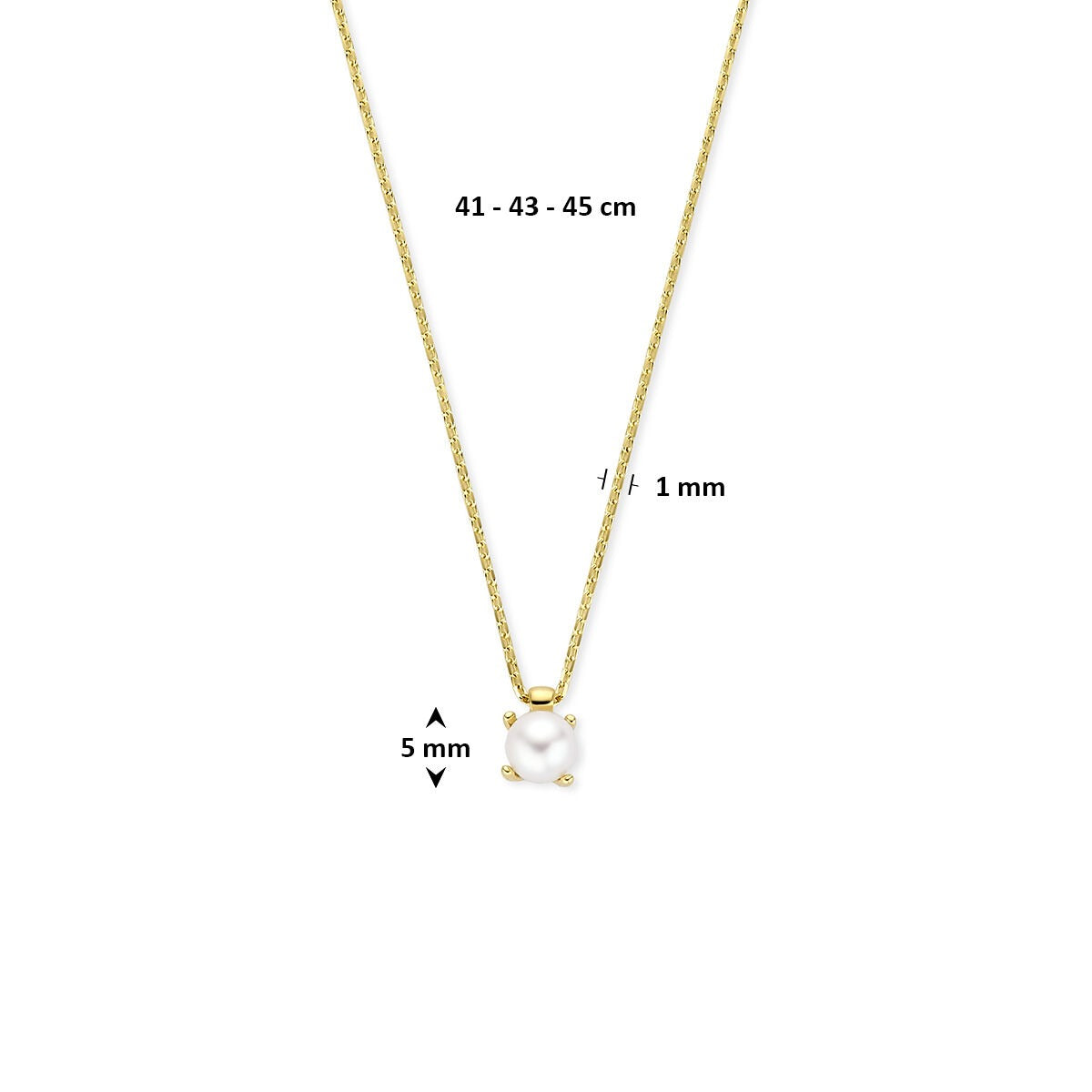 collier en or jaune 9k avec perle blanche