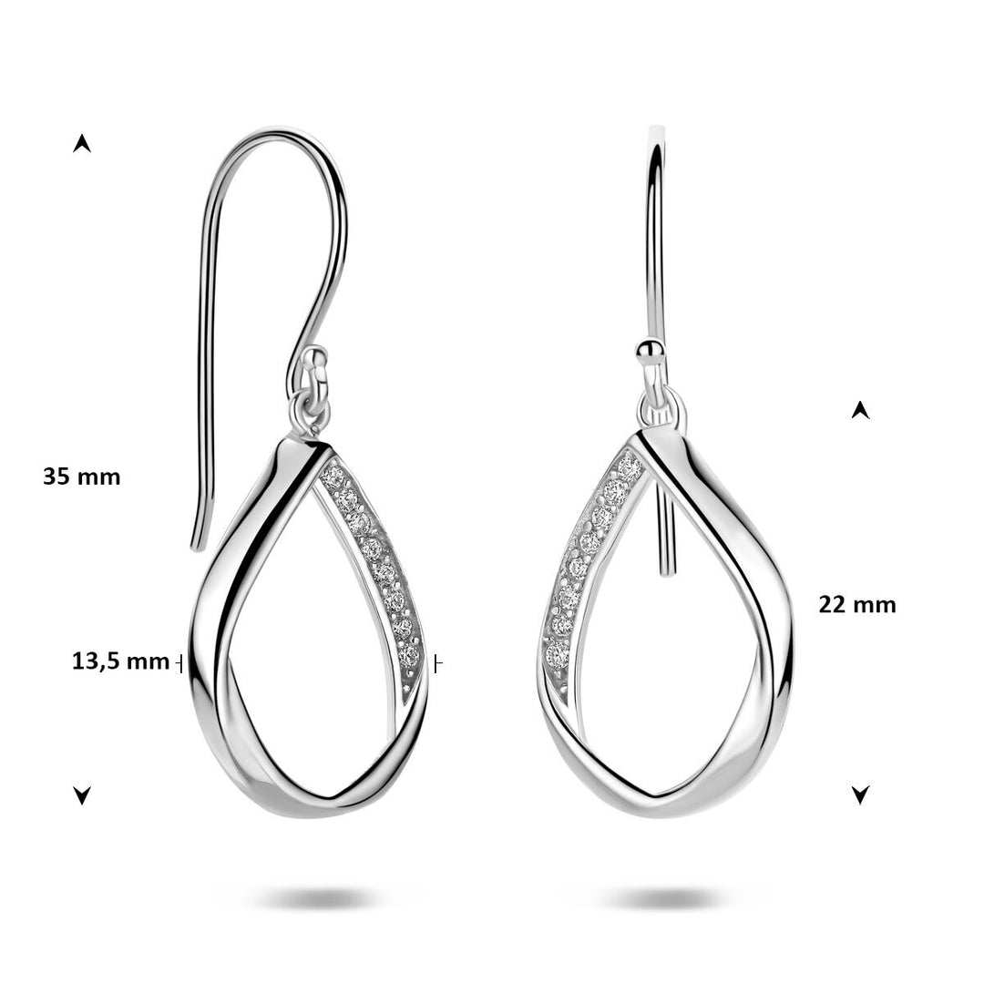 Gerhodineerd 925 zilveren druppelvormige oorhangers met zirkonia