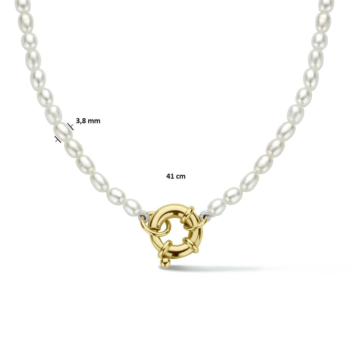 Collier en perles en or jaune 14k avec fermoir à ressort