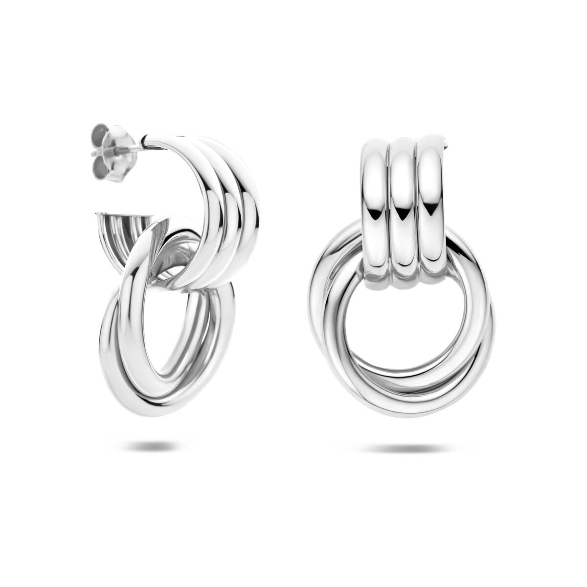 Boucles d'oreilles puces rhodiées en argent 925 32 x 21.5 mm