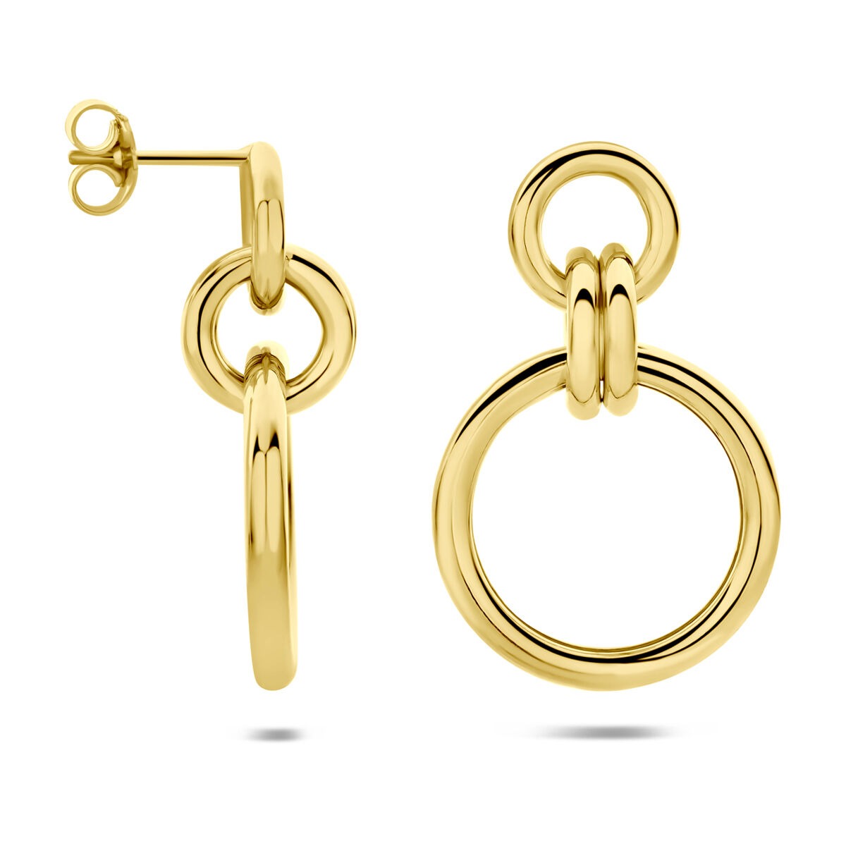 Boucles d'oreilles rondes en argent plaqué or 925